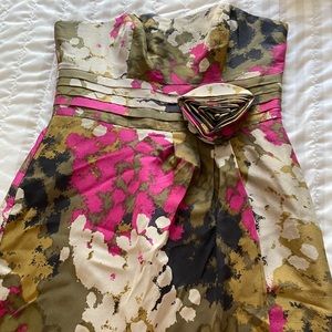 Green and pink multicolor strapless dress - SZ 2